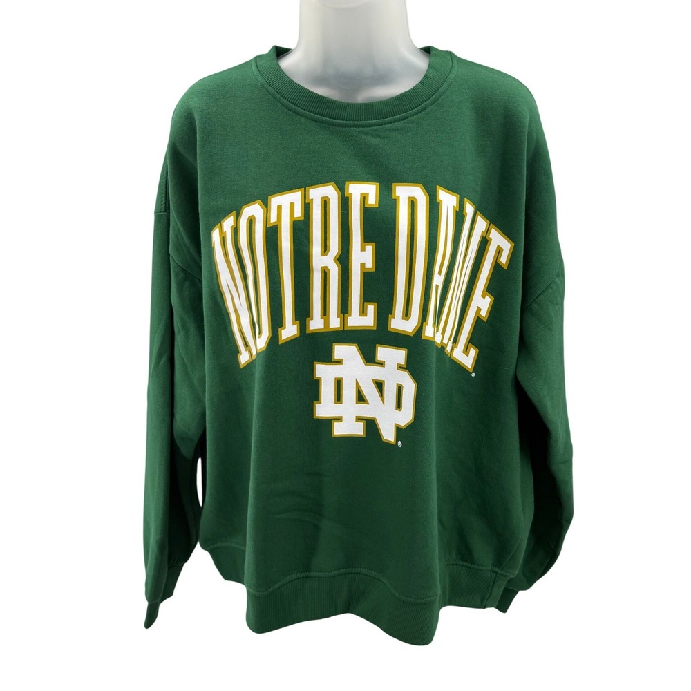 Pressbox Notre Dame Fighting Irish Green Crewneck Sweatshirt Womens Medium NEW